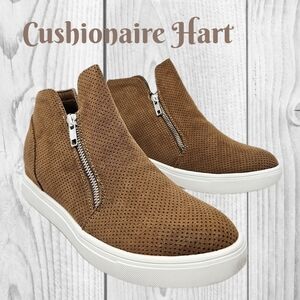 Cushionaire Sneakers Womens Sz 8.5M Cognac Faux Perforated Suede Hidden Heels